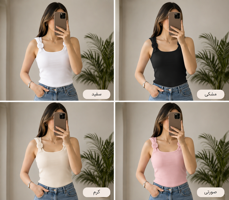 تاپ مدل گل سایز ۳۶_۴۴ جنس کبریتی پنبه دارای رنگ بندی